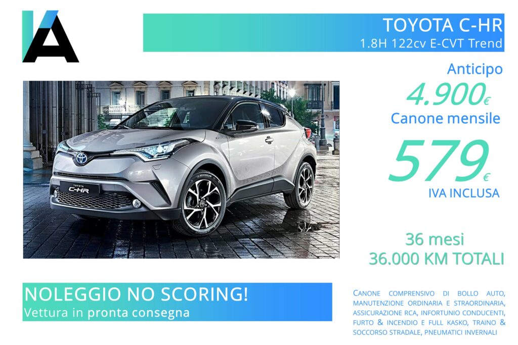 Toyota C-HR noleggio pronta consegna no scoring